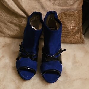 bebe Blue and Black Heeled Boots